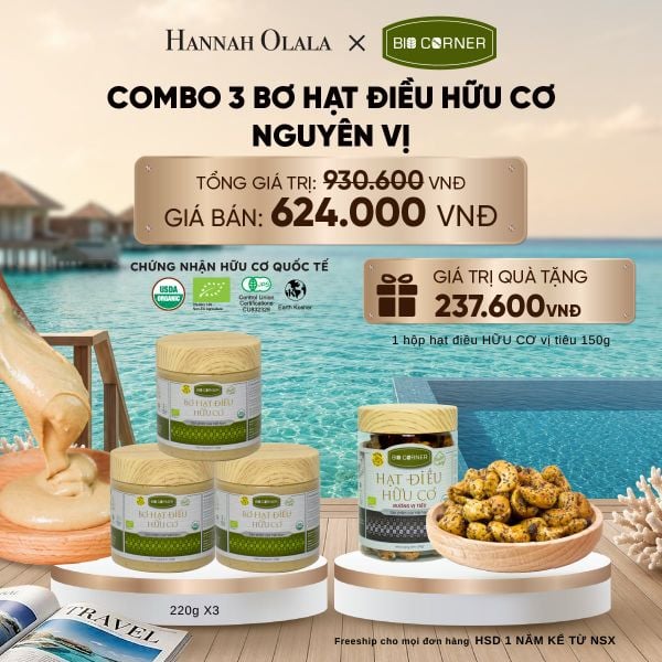  COMBO 3 HỘP BƠ HẠT ĐIỀU NGUYÊN VỊ 220G - DEAL 9_ D672 