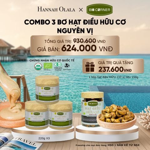  COMBO 3 HỘP BƠ HẠT ĐIỀU NGUYÊN VỊ 220G - DEAL 9_ D672 