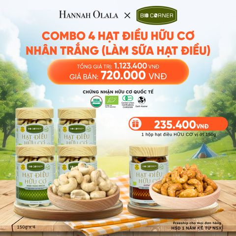  COMBO 4 HỘP HẠT ĐIỀU NHÂN TRẮNG (LÀM SỮA HẠT ĐIỀU) 150G - DEAL 3 
