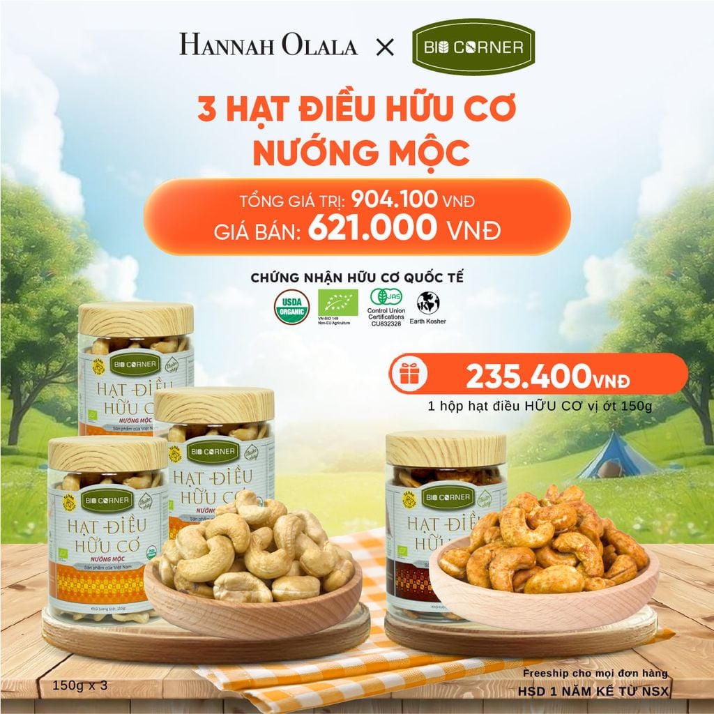  COMBO 3 HỘP HẠT ĐIỀU NƯỚNG MỘC 150G - DEAL 4 