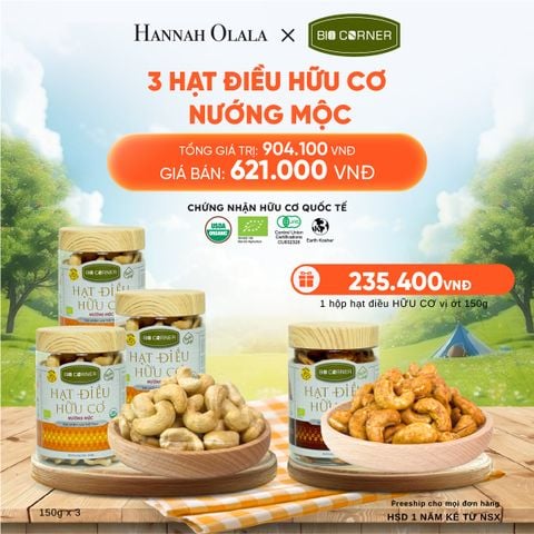  COMBO 3 HỘP HẠT ĐIỀU NƯỚNG MỘC 150G - DEAL 4 