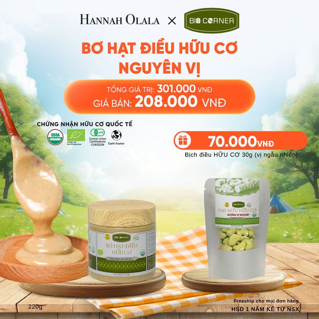  BƠ HẠT ĐIỀU HỮU CƠ NGUYÊN VỊ 220G - DEAL 5 