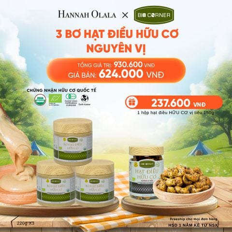  COMBO 3 HỘP BƠ HẠT ĐIỀU NGUYÊN VỊ 220G - DEAL 9 