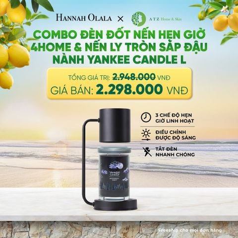 MUA ĐÈN ĐỐT NẾN HẸN GIỜ 4HOME VÀ NẾN LY TRÒN SÁP ĐẬU NÀNH YANKEE CANDLE SIZE L DEAL 4: - A575 
