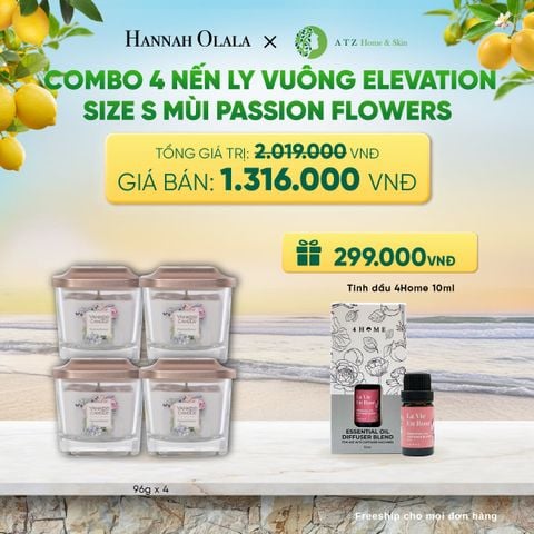  MUA COMBO 4 NẾN LY VUÔNG ELEVATION SIZE S MÙI PASSION FLOWERS DEAL 6: - A585 