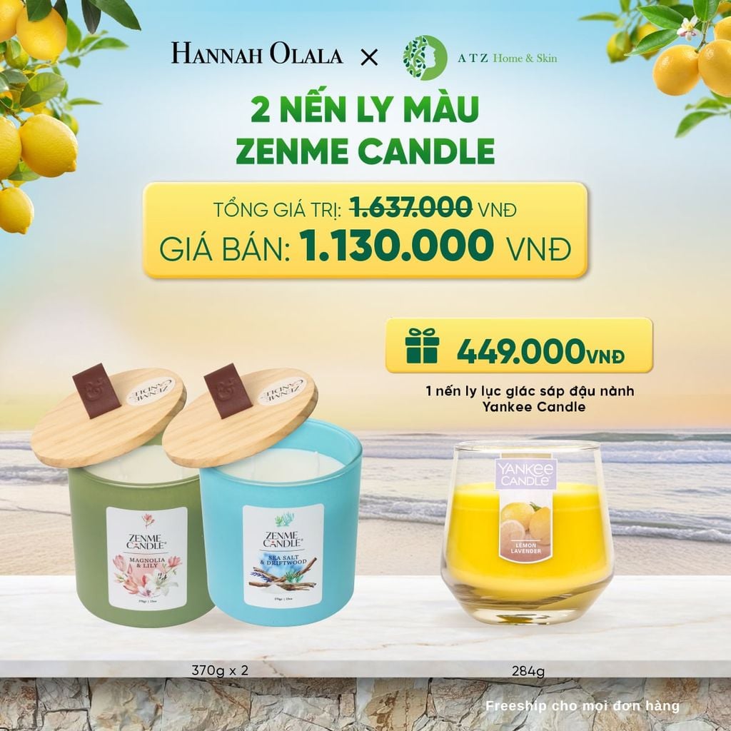 MUA 2 NẾN LY MÀU ZENME CANDLE 370G DEAL 7: - A586 