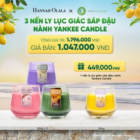  MUA 3 NẾN LY LỤC GIÁC SÁP ĐẬU NÀNH YANKEE CANDLE 284G DEAL 8: - A592 