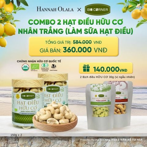  COMBO 2 HẠT ĐIỀU NHÂN TRẮNG (LÀM SỮA HẠT ĐIỀU) TẶNG 2 BỊCH ĐIỀU 30G (VỊ NGẪU NHIÊN) - A2280 