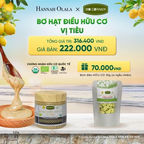  BƠ HẠT ĐIỀU VỊ TIÊU (220G) TẶNG 1 BỊCH ĐIỀU 30G (VỊ NGẪU NHIÊN) - A2285 