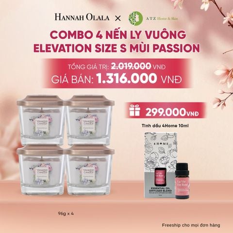  COMBO 4 NẾN LY VUÔNG ELEVATION SIZE S MÙI PASSION FLOWERS DEAL 5: - A883 