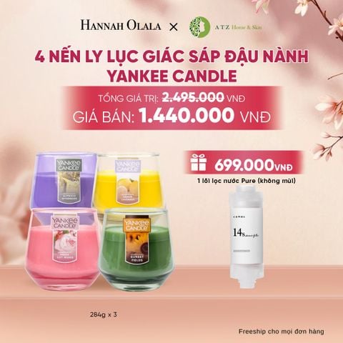  4 NẾN LY LỤC GIÁC SÁP ĐẬU NÀNH YANKEE CANDLE DEAL 7: - A890 