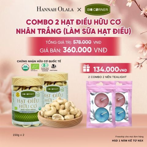  COMBO 2 HẠT ĐIỀU NHÂN TRẮNG (LÀM SỮA HẠT ĐIỀU) TẶNG 2 COMBO 2 NẾN TEALIGHT - A686 