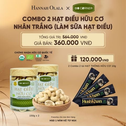  COMBO 2 HẠT ĐIỀU NHÂN TRẮNG (LÀM SỮA HẠT ĐIỀU) TẶNG 2 COMBO 2 TÚI HẠT THÔNG HỮU CƠ 10G - E126 