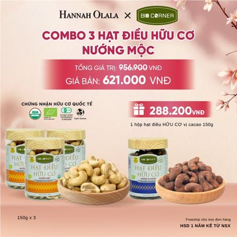  COMBO 3 HẠT ĐIỀU NƯỚNG MỘC TẶNG 1 HỘP HẠT ĐIỀU VỊ CACAO 150G - A688 