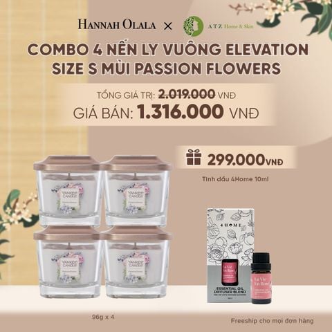  COMBO 4 NẾN LY VUÔNG ELEVATION SIZE S MÙI PASSION FLOWERS DEAL 5: - A2209 