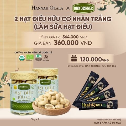  COMBO 2 HẠT ĐIỀU NHÂN TRẮNG (LÀM SỮA HẠT ĐIỀU) TẶNG 2 COMBO 2 TÚI HẠT THÔNG HỮU CƠ 10G - A2419 