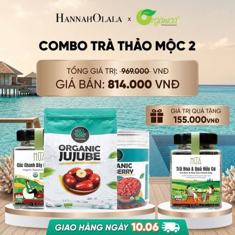  COMBO TRÀ THẢO MỘC 2 X TÁO ĐỎ HỮU CƠ SONLANGA 500GR 1 X KỶ TỬ HỮU CƠ SONLANGA 200GR 1X HOA CÚC CHANH DÂY SẤY HỮU CƠ MÙA 20GR - DEAL 6 