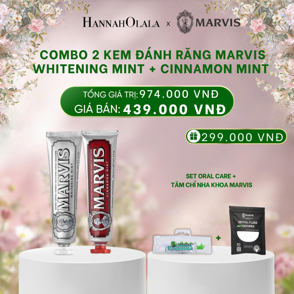  DEAL 2: COMBO 2 KEM ĐÁNH RĂNG MARVIS 75ML/85ML - LÀM SẠCH RĂNG, GIỮ HƠI THỞ THƠM MÁT 