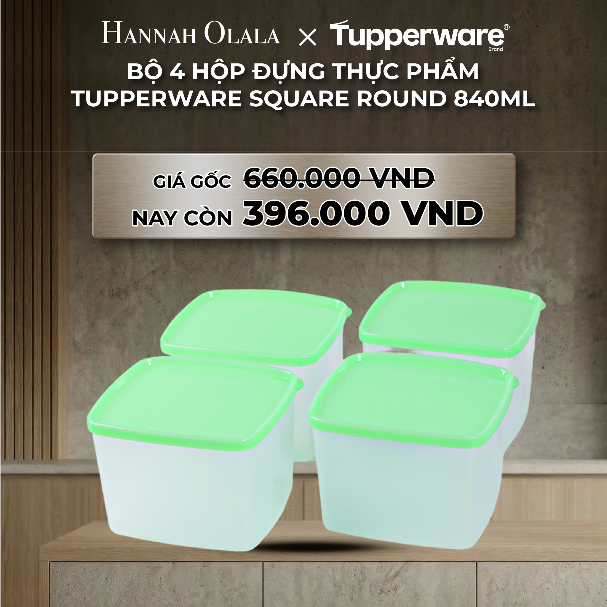 Bộ Hộp Đựng Thực Phẩm Tupperware Square Round 840ml