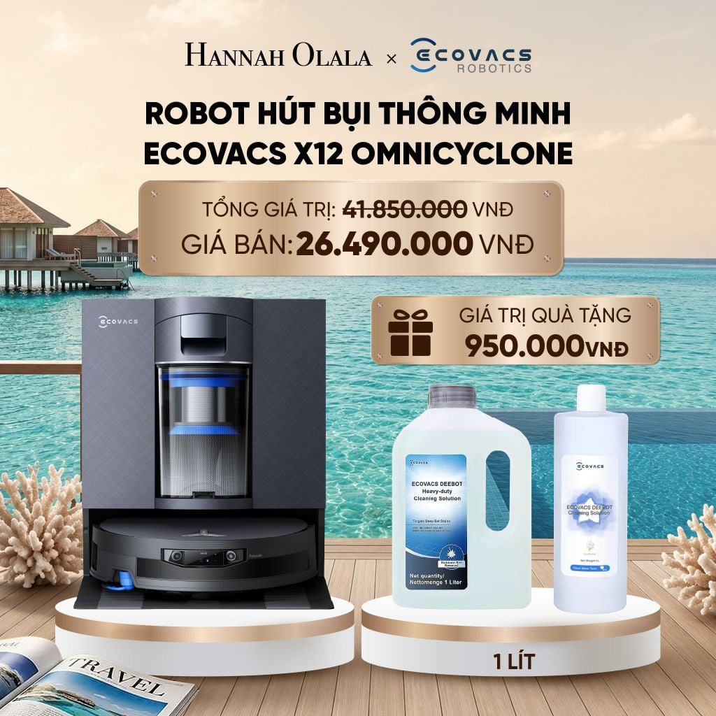  ROBOT HÚT BỤI THÔNG MINH ECOVACS X12 OMNICYCLONE – DÒNG CAO CẤP (FLAGSHIP) - DEAL 8_ D1908 