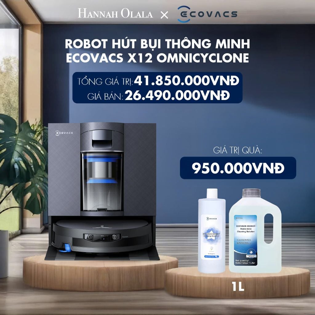  [NEW] ROBOT HÚT BỤI THÔNG MINH ECOVACS X12 OMNICYCLONE – DÒNG CAO CẤP (FLAGSHIP) - DEAL 10 