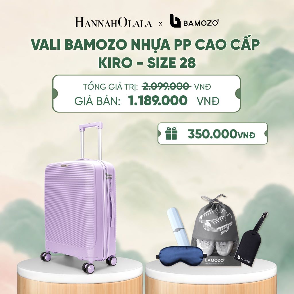  VALI BAMOZO KIRO NHỰA PP CAO CẤP CHỐNG VỠ, CHỐNG RẠCH (TẶNG TAG DA + TÚI ĐỰNG GIÀY + HỘP ĐỰNG BÀN CHẢI + BỊT MẮT LỤA SATIN) - DEAL 7 - A816 