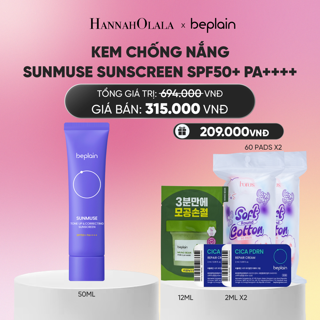  KEM CHỐNG NẮNG BEPLAIN SUNMUSE SUNSCREEN SPF50+ PA++++ 50ML PHÂN LOẠI BẤT KÌ_A2154 
