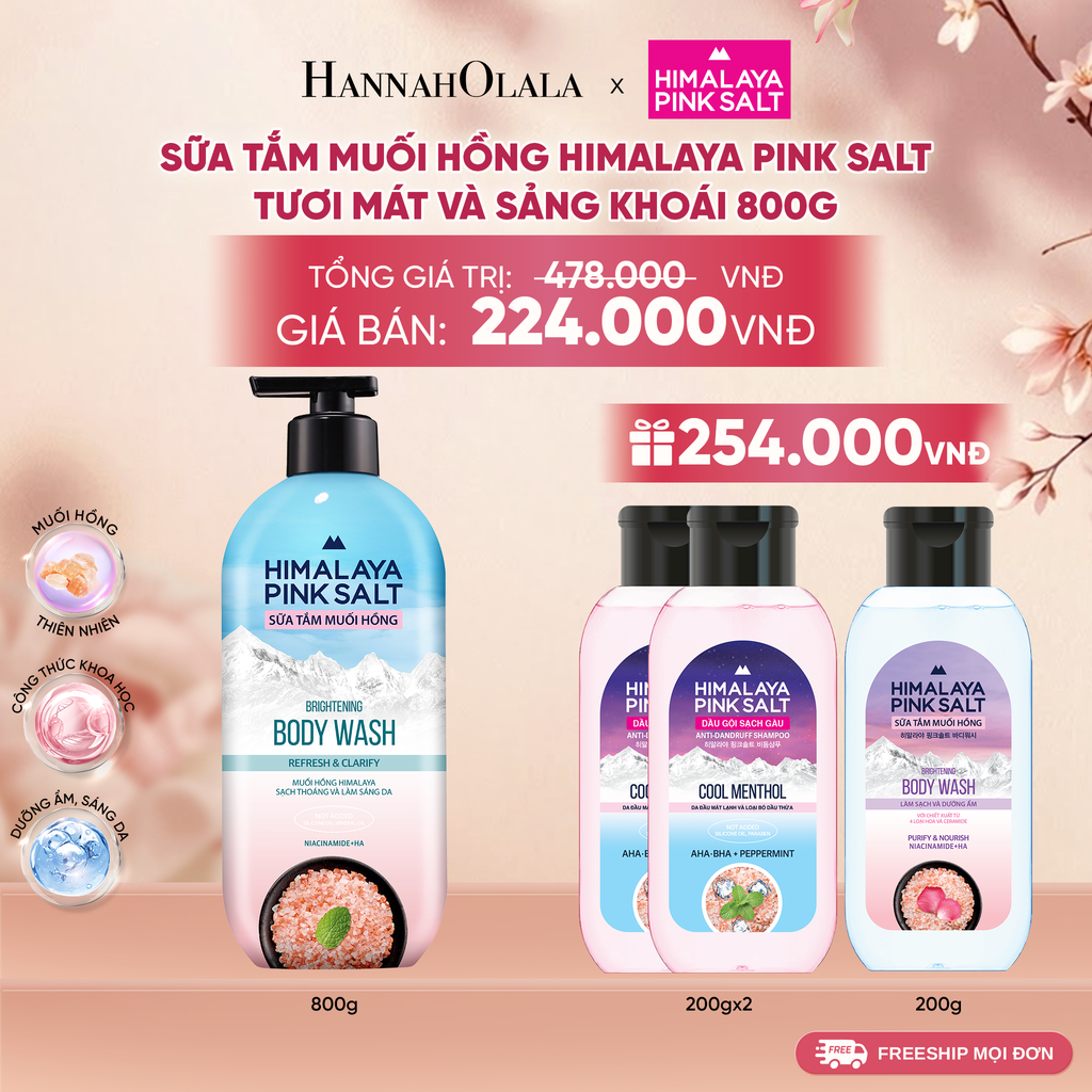  SỮA TẮM MUỐI HỒNG HIMALAYA PINK SALT TƯƠI MÁT VÀ SẢNG KHOÁI 800G 