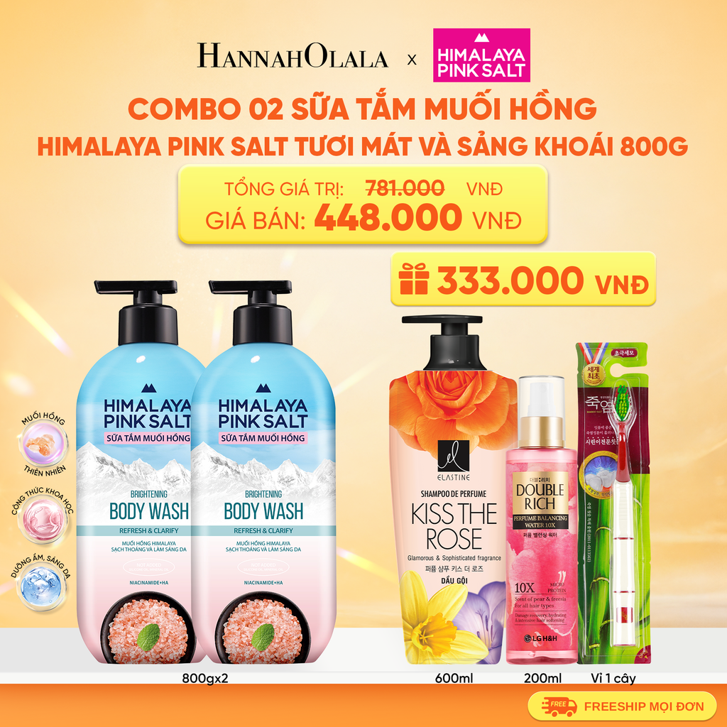  COMBO 02 SỮA TẮM MUỐI HỒNG HIMALAYA PINK SALT TƯƠI MÁT VÀ SẢNG KHOÁI 800G 