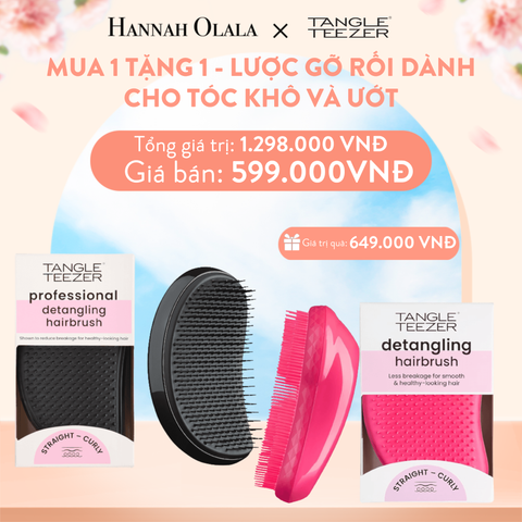  A834_DEAL 2: [MUA 1 TẶNG 1] LƯỢC GỠ RỐI DÀNH CHO TÓC KHÔ VÀ ƯỚT - TANGLE TEEZER SALON ELITE + THE ORIGINAL - BLACK & PINK 