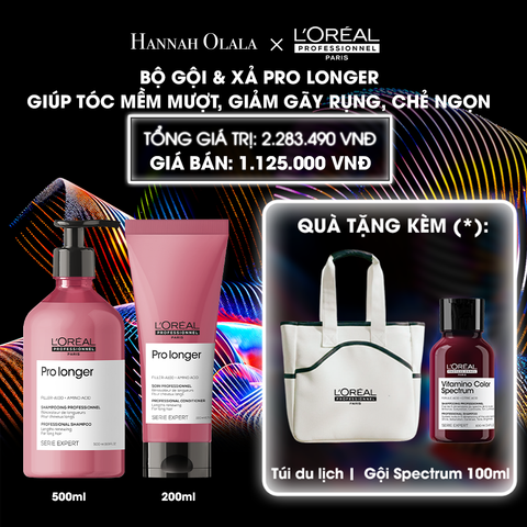 DEAL 4: COMBO DẦU GỘI 500ML & DẦU XẢ 200ML GIÚP TÓC DÀI MỀM MƯỢT, GIẢM GÃY RỤNG, CHẺ NGỌN CHUYÊN NGHIỆP PRO LONGER 