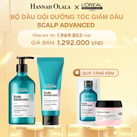  DEAL 12: BỘ DẦU GỘI GIẢM BÃ NHỜN CHO DA ĐẦU DƯ DẦU SCALP ADVANCED 500ML VÀ DƯỠNG CHẤT CẤP ẨM, LÀM DỊU & CÂN BẰNG DA DẦU VÀ TÓC SCALP ADVANCED 200ML 