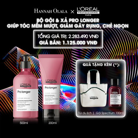  DEAL 4: COMBO DẦU GỘI 500ML & DẦU XẢ 200ML GIÚP TÓC DÀI MỀM MƯỢT, GIẢM GÃY RỤNG, CHẺ NGỌN CHUYÊN NGHIỆP PRO LONGER 
