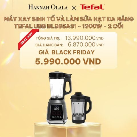  DEAL 2: MÁY XAY SINH TỐ VÀ LÀM SỮA HẠT ĐA NĂNG TEFAL UBB BL985A31 - 1300W - 2 CỐI 