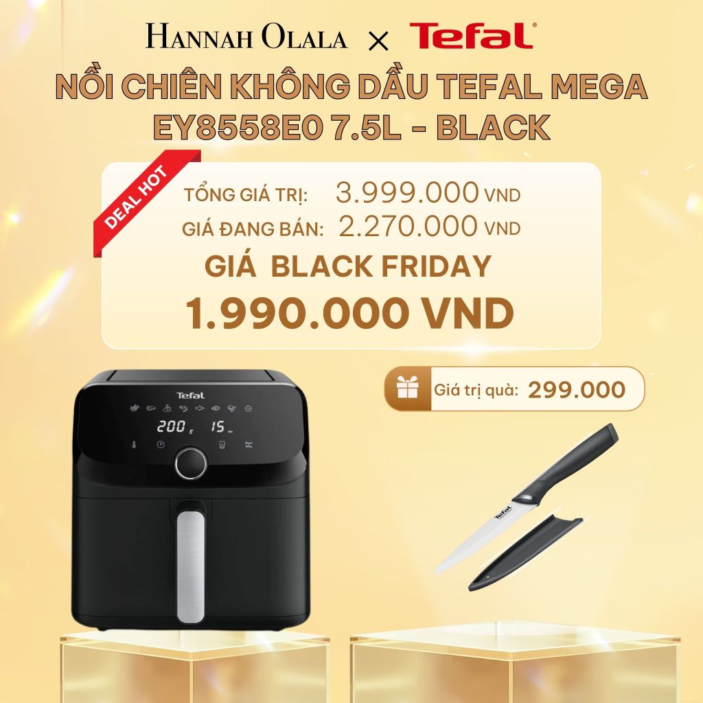 DEAL 5: NỒI CHIÊN KHÔNG DẦU TEFAL MEGA EY8558E0 7.5L - BLACK 