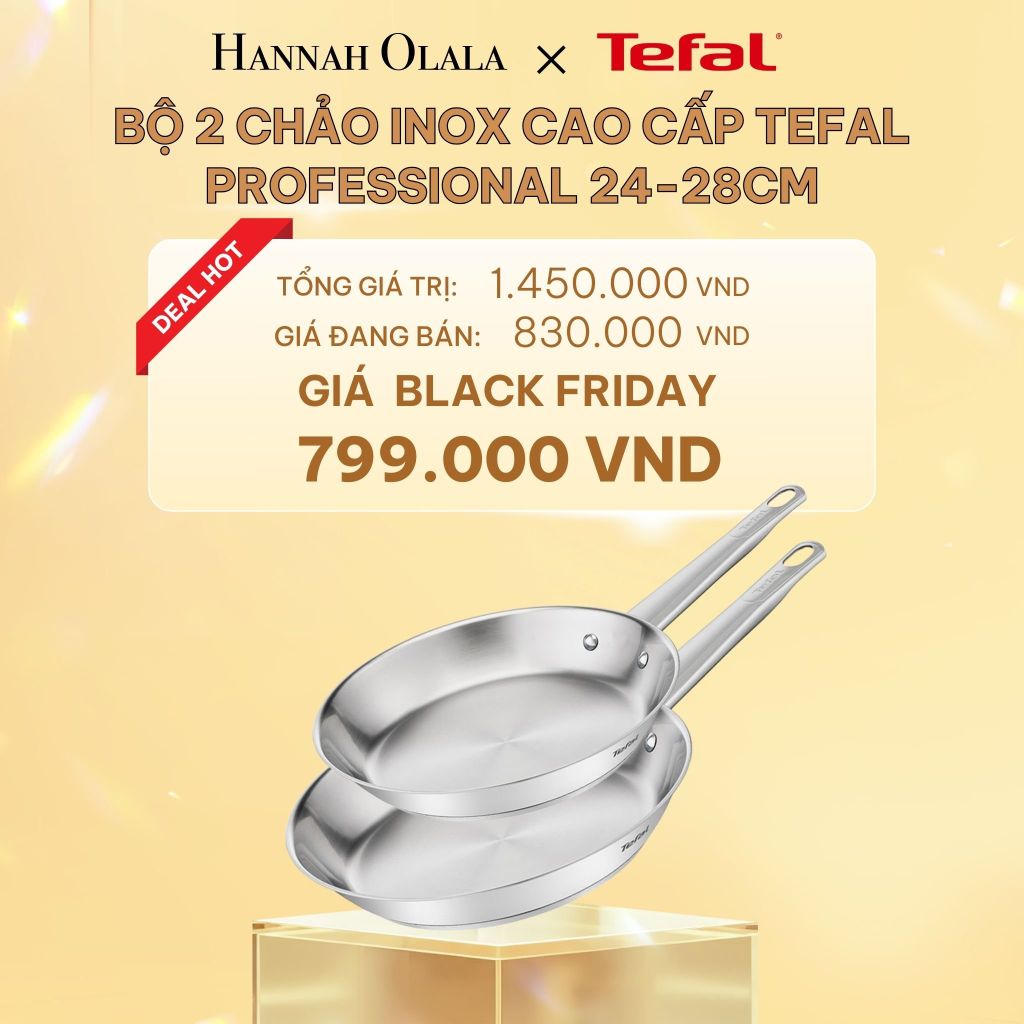  DEAL 6: BỘ 2 CHẢO INOX CAO CẤP TEFAL PROFESSIONAL 24-28CM 