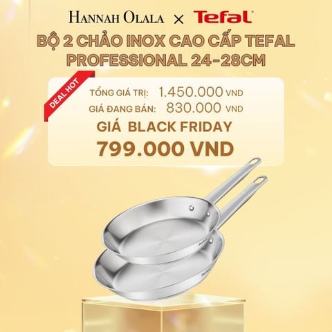  DEAL 6: BỘ 2 CHẢO INOX CAO CẤP TEFAL PROFESSIONAL 24-28CM 