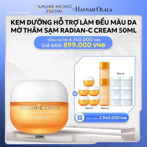  DEAL 4: KEM DƯỠNG GIÚP HỖ TRỢ LÀM ĐỀU MÀU DA MỜ THÂM SẠM KEM DƯỠNG TRẮNG DA LÀM MỜ ĐỐM NÂU LANEIGE RADIAN-C CREAM 50ML 