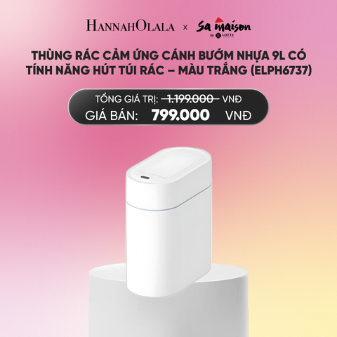 DEAL 23: THÙNG RÁC CẢM ỨNG CÁNH BƯỚM NHỰA 9L CÓ TÍNH NĂNG HÚT TÚI RÁC – MÀU TRẮNG (ELPH6737)_A611 