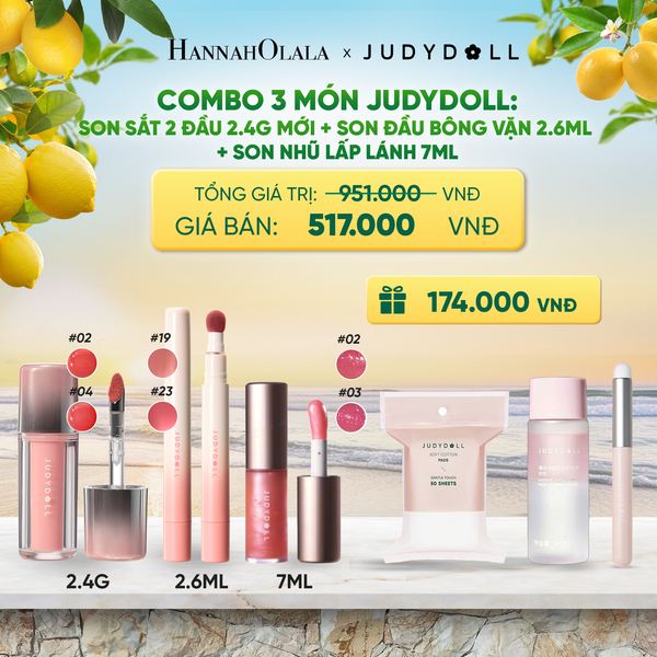 COMBO 3 MÓN JUDYDOLL: SON SẮT 2 ĐẦU MỚI + SON ĐẦU BÔNG VẶN + SON NHŨ LẤP LÁNH 