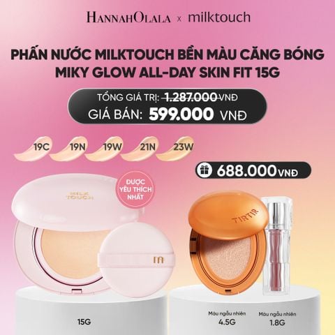  PHẤN NƯỚC MILKTOUCH BỀN MÀU CĂNG BÓNG MILKY GLOW ALL-DAY SKIN FIT 15G (MUA 1 TẶNG 2)_A1009 