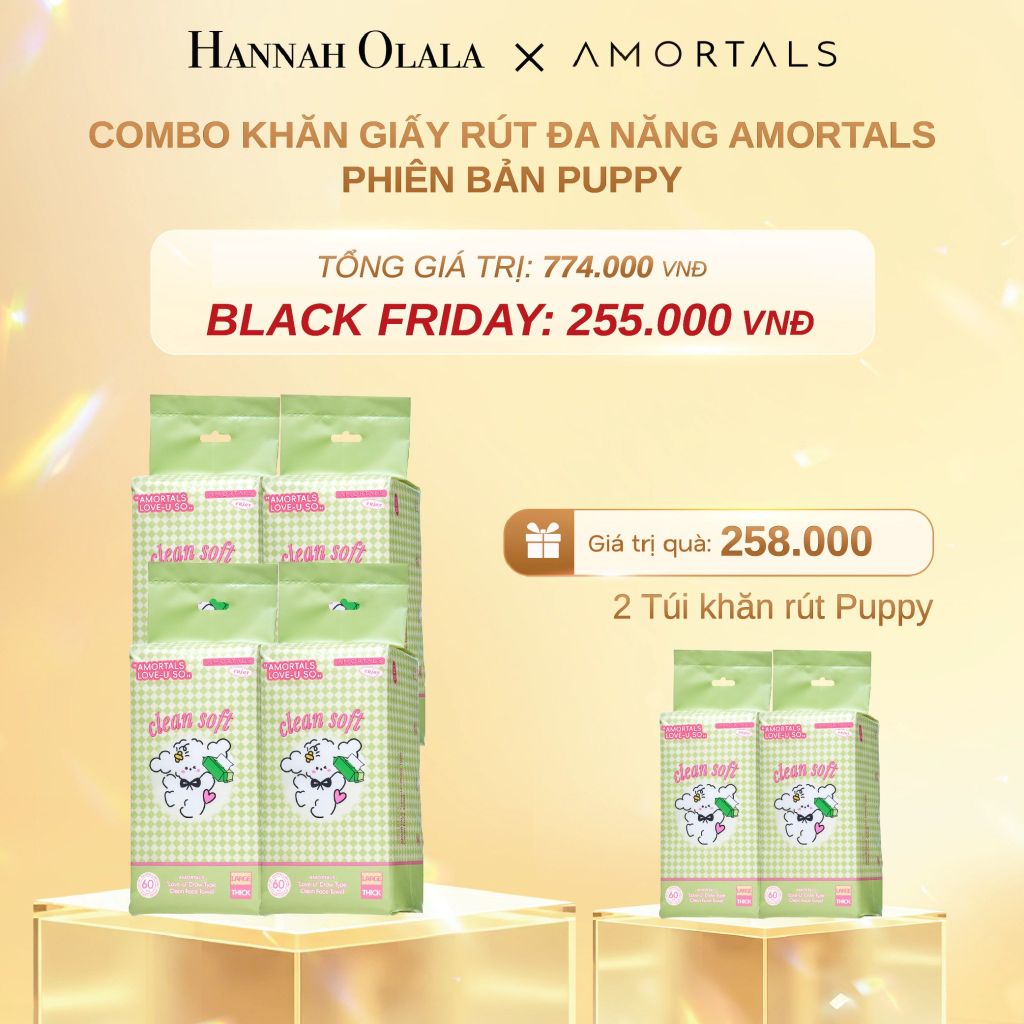  DEAL 1: COMBO KHĂN GIẤY RÚT ĐA NĂNG AMORTALS PHIÊN BẢN PUPPY 