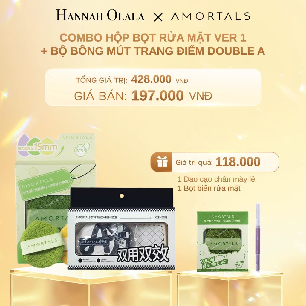  DEAL 6: COMBO HỘP BỌT RỬA MẶT VER 1 + BỘ BÔNG MÚT TRANG ĐIỂM DOUBLE A 