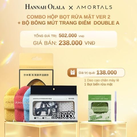  DEAL 7: COMBO HỘP BỌT RỬA MẶT VER 2 + BỘ BÔNG MÚT TRANG ĐIỂM DOUBLE A 