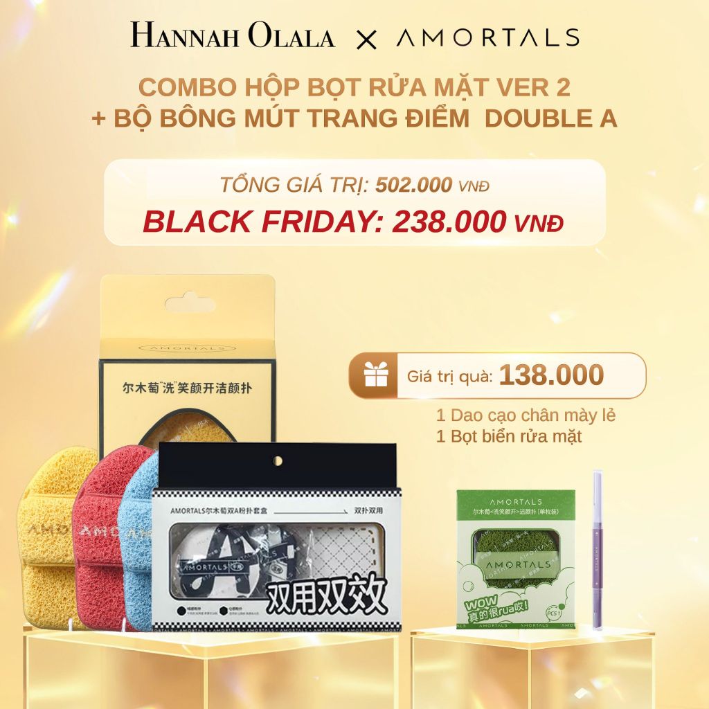  DEAL 7: COMBO HỘP BỌT RỬA MẶT VER 2 + BỘ BÔNG MÚT TRANG ĐIỂM DOUBLE A 