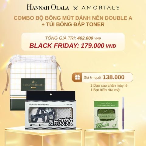  DEAL 10: COMBO BỘ BÔNG MÚT ĐÁNH NỀN DOUBLE A + TÚI BÔNG ĐẮP TONER 