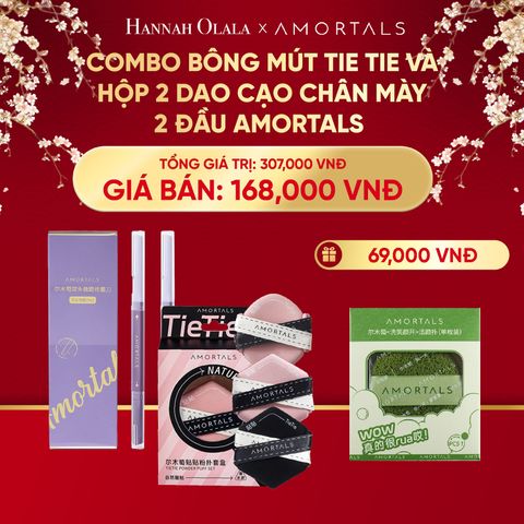  DEAL 4: COMBO BÔNG MÚT TIE TIE VÀ HỘP 2 DAO CẠO CHÂN MÀY 2 ĐẦU AMORTALS 