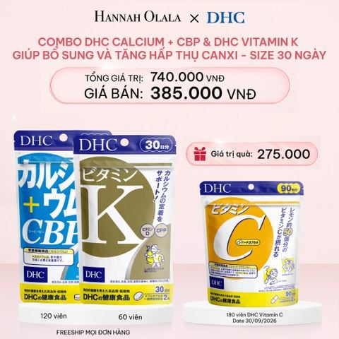  E680_DEAL 1: COMBO THỰC PHẨM BẢO VỆ SỨC KHỎE DẠNG VIÊN UỐNG DHC CALCIUM + CBP & DHC VITAMIN K GIÚP BỔ SUNG VÀ TĂNG HẤP THỤ CANXI - SIZE 30 NGÀY 
