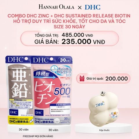  E682_DEAL 2: COMBO THỰC PHẨM BẢO VỆ SỨC KHỎE DẠNG VIÊN UỐNG DHC ZINC + DHC SUSTAINED RELEASE BIOTIN HỖ TRỢ DUY TRÌ SỨC KHỎE, TỐT CHO DA VÀ TÓC - SIZE 30 NGÀY 