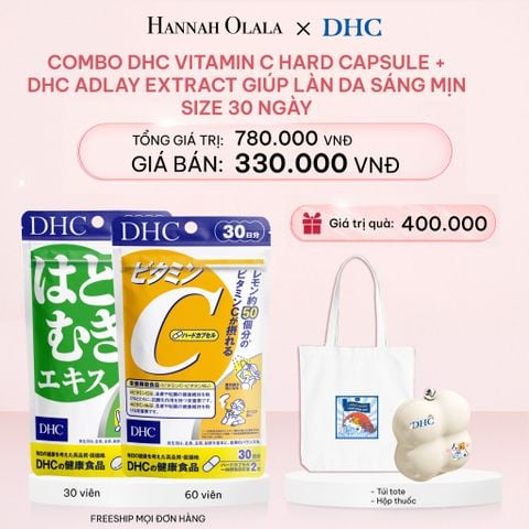  E684_DEAL 4: COMBO THỰC PHẨM BẢO VỆ SỨC KHỎE DẠNG VIÊN UỐNG DHC VITAMIN C HARD CAPSULE + DHC ADLAY EXTRACT GIÚP LÀN DA SÁNG MỊN - SIZE 30 NGÀY 